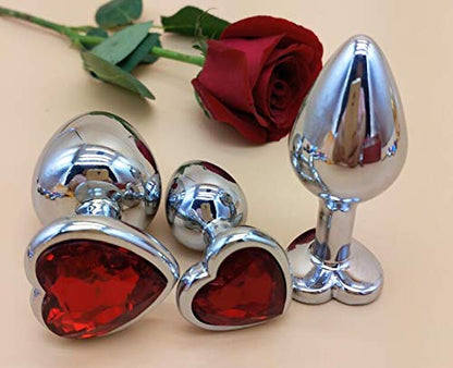 3Pcs Set Luxury Metal Butt Toys Heart Shaped Anal Trainer