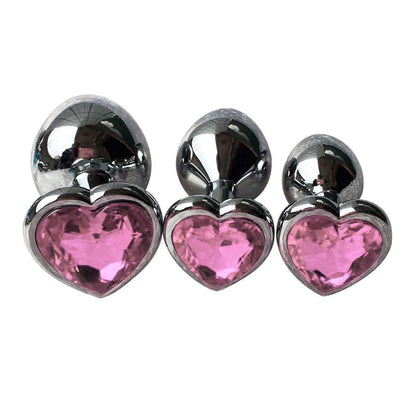 3Pcs Set Luxury Metal Butt Toys Heart Shaped Anal Trainer