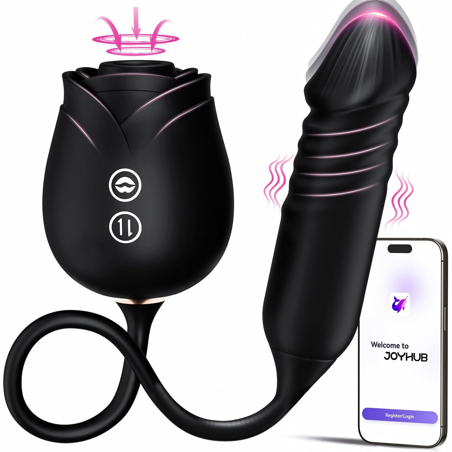 Vibrator Dildo Sex Toys for Women - MOOLIGIRL Rose Sex Toy with Thrusting G Spot