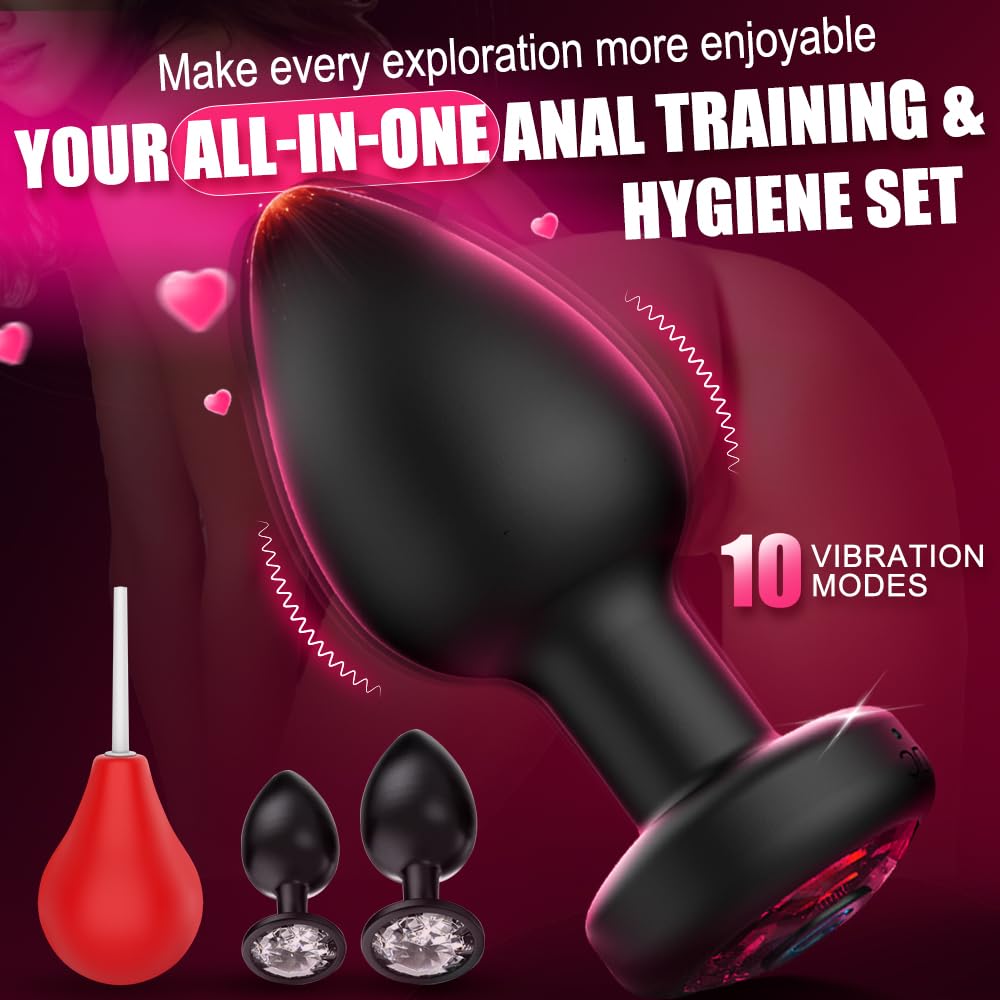 Anal Plug Vibrating Butt Plug, Adult Sex Toys 3PCS Silicone Anal Plugs, Anal Sex Toys with Remote Control 10 Vibrating Vibrator for Men Women, Anal Toys Adult Sex Toy & Games Prostate Massager