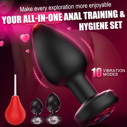 Anal Plug Vibrating Butt Plug, Adult Sex Toys 3PCS Silicone Anal Plugs, Anal Sex Toys with Remote Control 10 Vibrating Vibrator for Men Women, Anal Toys Adult Sex Toy & Games Prostate Massager
