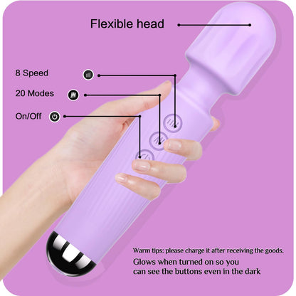 Vibrator Wand, G Spot Dildo, Clit Vibrator, Sex Vibrators,Clitoris Stimulation,with 8 Speeds & 20 Patterns