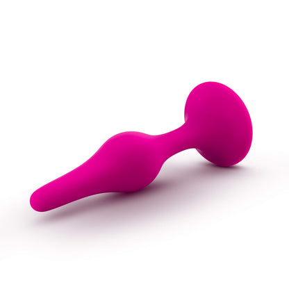Blush Luxe Beginner 3.25" Silicone Butt Plug - Satin Smooth Anal Trainer with Soft Tapered Tip and Suction Cup Base - Slim Bum Plug Adult Sex Toy for Women, Men & Couples - (Pink)