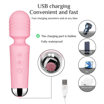 Vibrator Wand, G Spot Dildo, Clit Vibrator, Sex Vibrators,Clitoris Stimulation,with 8 Speeds & 20 Patterns