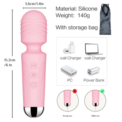 Vibrator Wand, G Spot Dildo, Clit Vibrator, Sex Vibrators,Clitoris Stimulation,with 8 Speeds & 20 Patterns