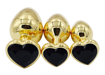 3Pcs Set Luxury Metal Butt Toys Heart Shaped Anal Trainer
