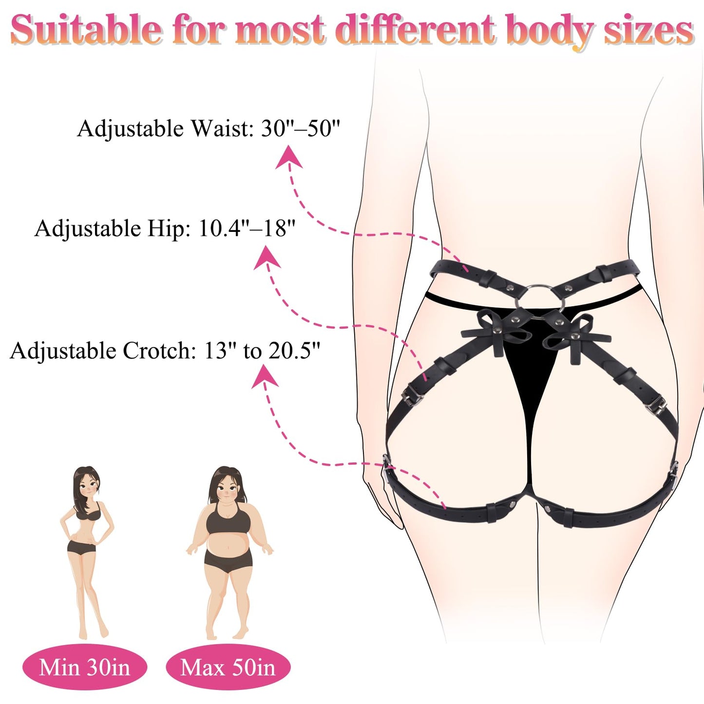 Strap On Dildo Harness Adult Sex Toys for Couple Pegging & G-Spot Play, Adjustable Sex Strapon with 2 Metal O-Rings, Wearable Bondage Gear for Men Women Lesbian & Gay Use