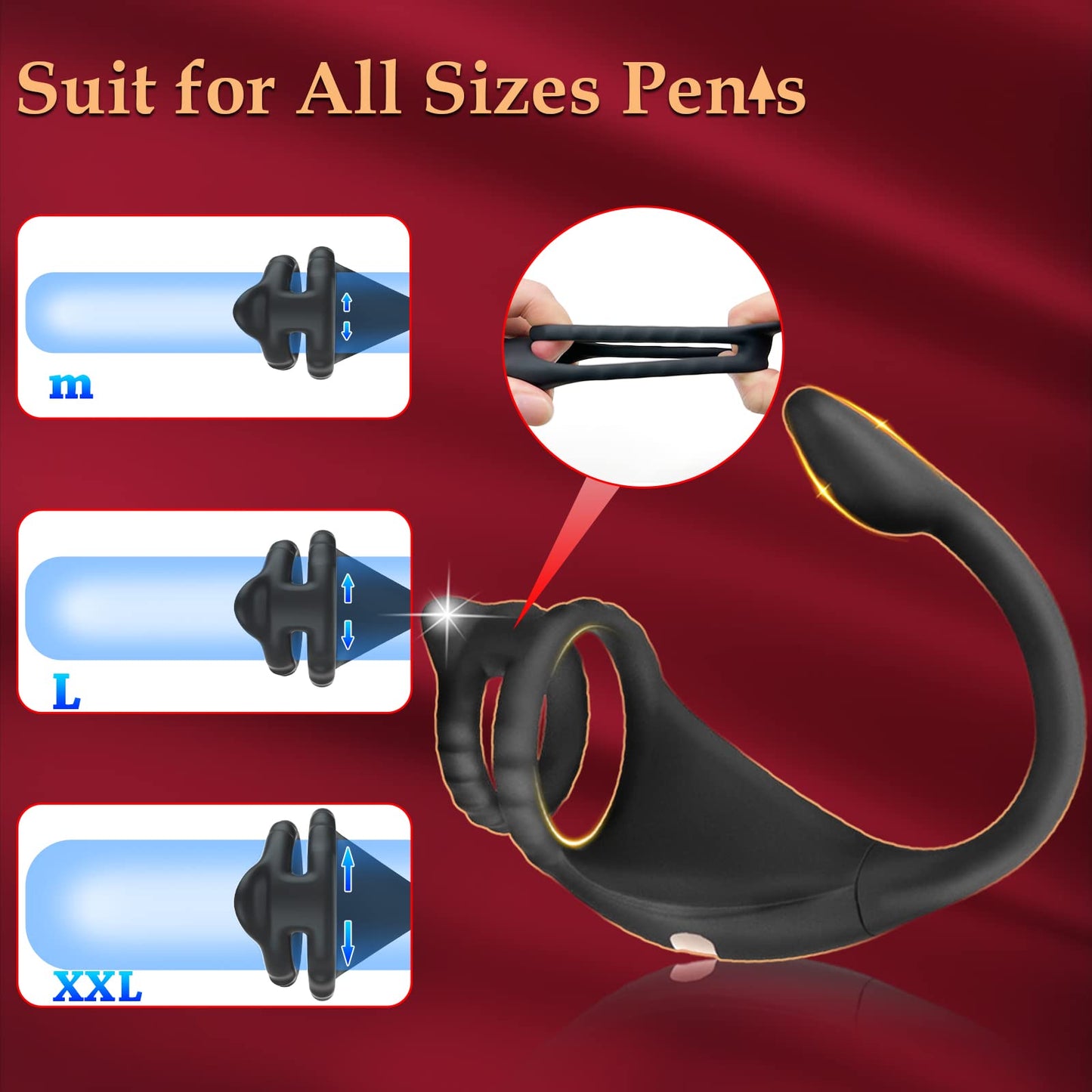 Vibrating Cock Ring Taint Stimulator with Mini Bullet, Remote Control Anal Butt Plug Prostate Massager Penis Ring