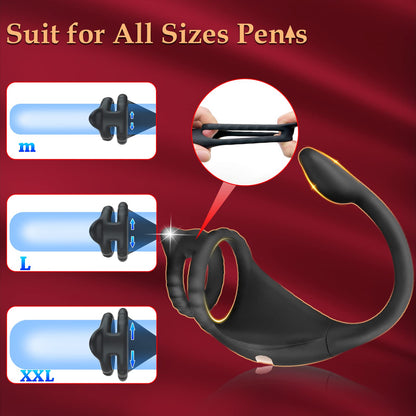 Vibrating Cock Ring Taint Stimulator with Mini Bullet, Remote Control Anal Butt Plug Prostate Massager Penis Ring