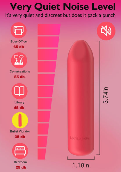 Small Bullet Vibrator for Women: Waterproof Mini Clit Vibrator with 10 Modes