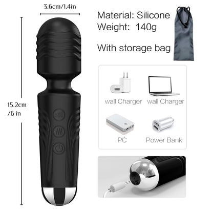 Vibrator Wand, G Spot Dildo, Clit Vibrator, Sex Vibrators,Clitoris Stimulation,with 8 Speeds & 20 Patterns