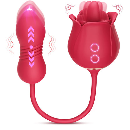 Vibrator Dildo Sex Toys for Women - MOOLIGIRL Rose Sex Toy with Thrusting G Spot
