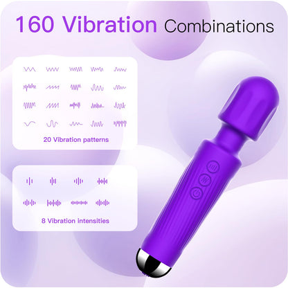 Vibrator Wand, G Spot Dildo, Clit Vibrator, Sex Vibrators,Clitoris Stimulation,with 8 Speeds & 20 Patterns