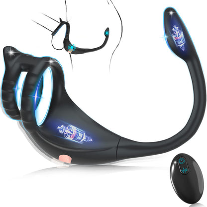 Vibrating Cock Ring Taint Stimulator with Mini Bullet, Remote Control Anal Butt Plug Prostate Massager Penis Ring