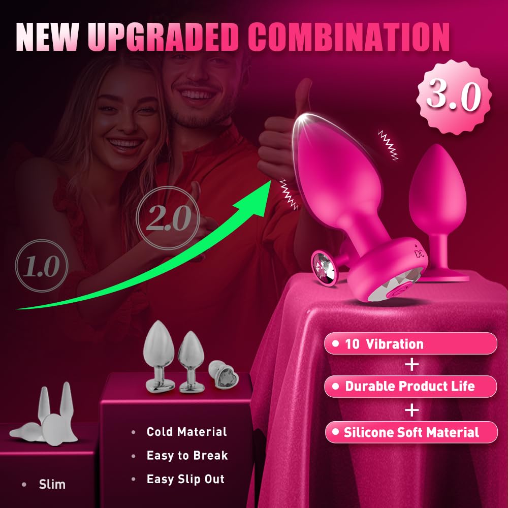 Anal Plug Vibrating Butt Plug, Adult Sex Toys 3PCS Silicone Anal Plugs, Anal Sex Toys with Remote Control 10 Vibrating Vibrator for Men Women, Anal Toys Adult Sex Toy & Games Prostate Massager