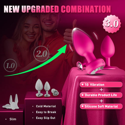 Anal Plug Vibrating Butt Plug, Adult Sex Toys 3PCS Silicone Anal Plugs, Anal Sex Toys with Remote Control 10 Vibrating Vibrator for Men Women, Anal Toys Adult Sex Toy & Games Prostate Massager
