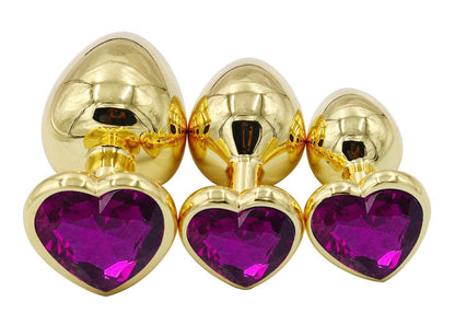 3Pcs Set Luxury Metal Butt Toys Heart Shaped Anal Trainer