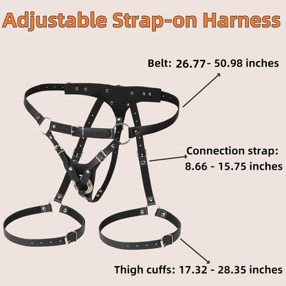 Strap On Dildo Harness Adult Sex Toys for Couple Pegging & G-Spot Play, Adjustable Sex Strapon with 2 Metal O-Rings, Wearable Bondage Gear for Men Women Lesbian & Gay Use