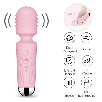 Vibrator Wand, G Spot Dildo, Clit Vibrator, Sex Vibrators,Clitoris Stimulation,with 8 Speeds & 20 Patterns