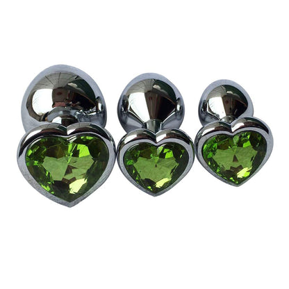 3Pcs Set Luxury Metal Butt Toys Heart Shaped Anal Trainer