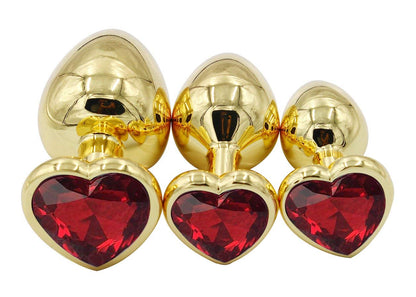 3Pcs Set Luxury Metal Butt Toys Heart Shaped Anal Trainer