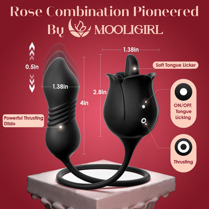 Vibrator Dildo Sex Toys for Women - MOOLIGIRL Rose Sex Toy with Thrusting G Spot