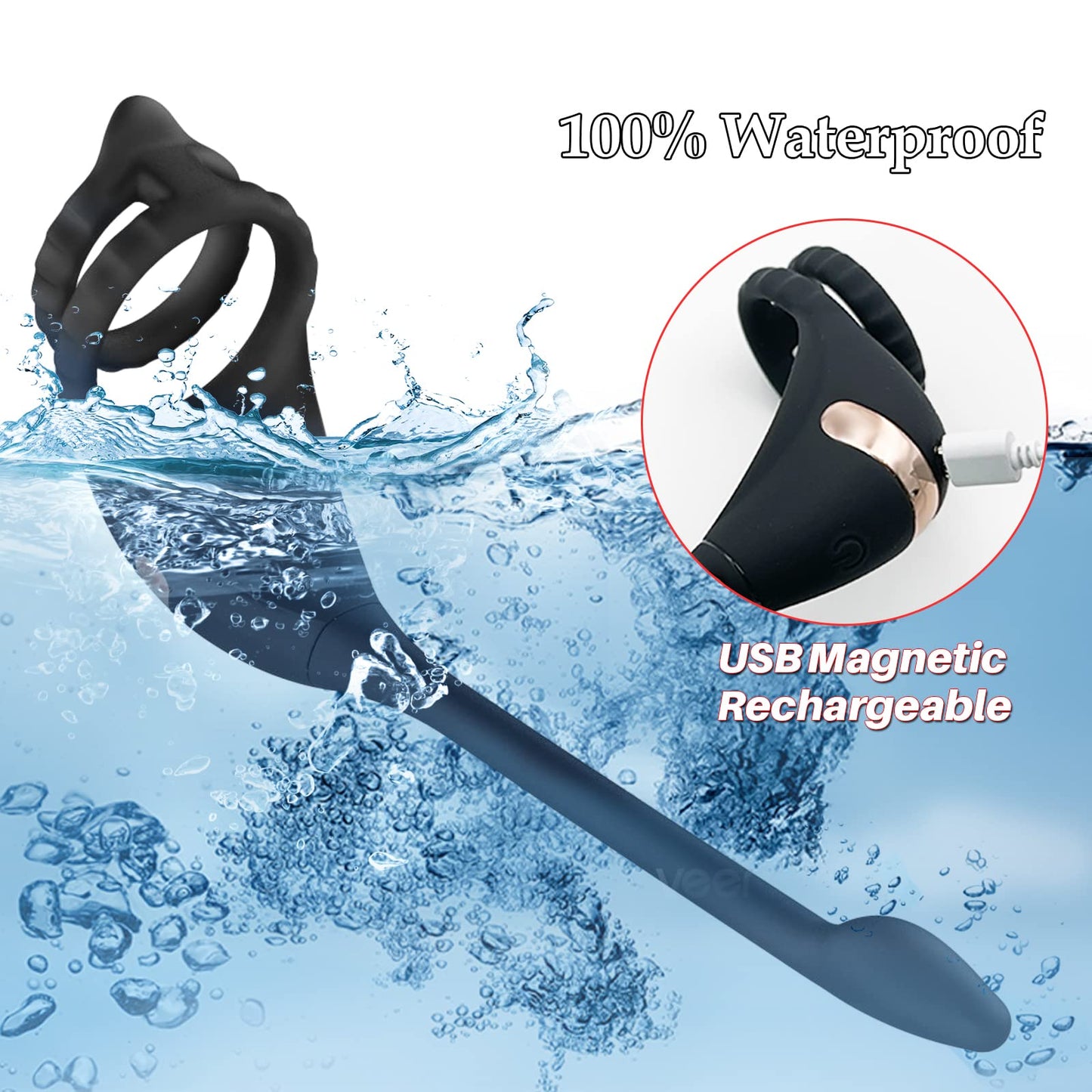 Vibrating Cock Ring Taint Stimulator with Mini Bullet, Remote Control Anal Butt Plug Prostate Massager Penis Ring