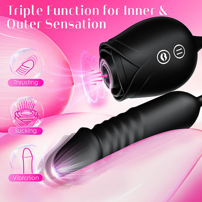 Vibrator Dildo Sex Toys for Women - MOOLIGIRL Rose Sex Toy with Thrusting G Spot