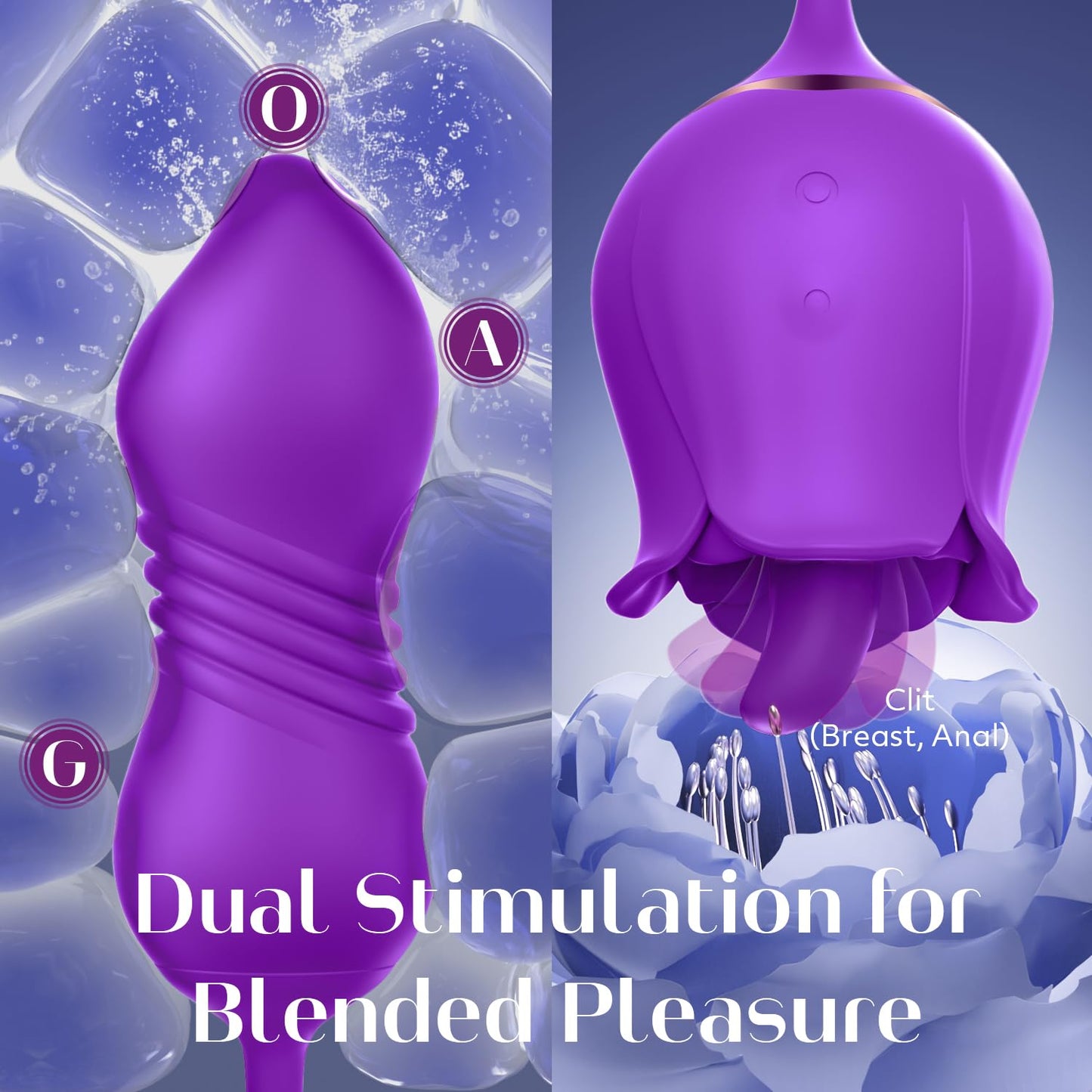 Vibrator Dildo Sex Toys for Women - MOOLIGIRL Rose Sex Toy with Thrusting G Spot
