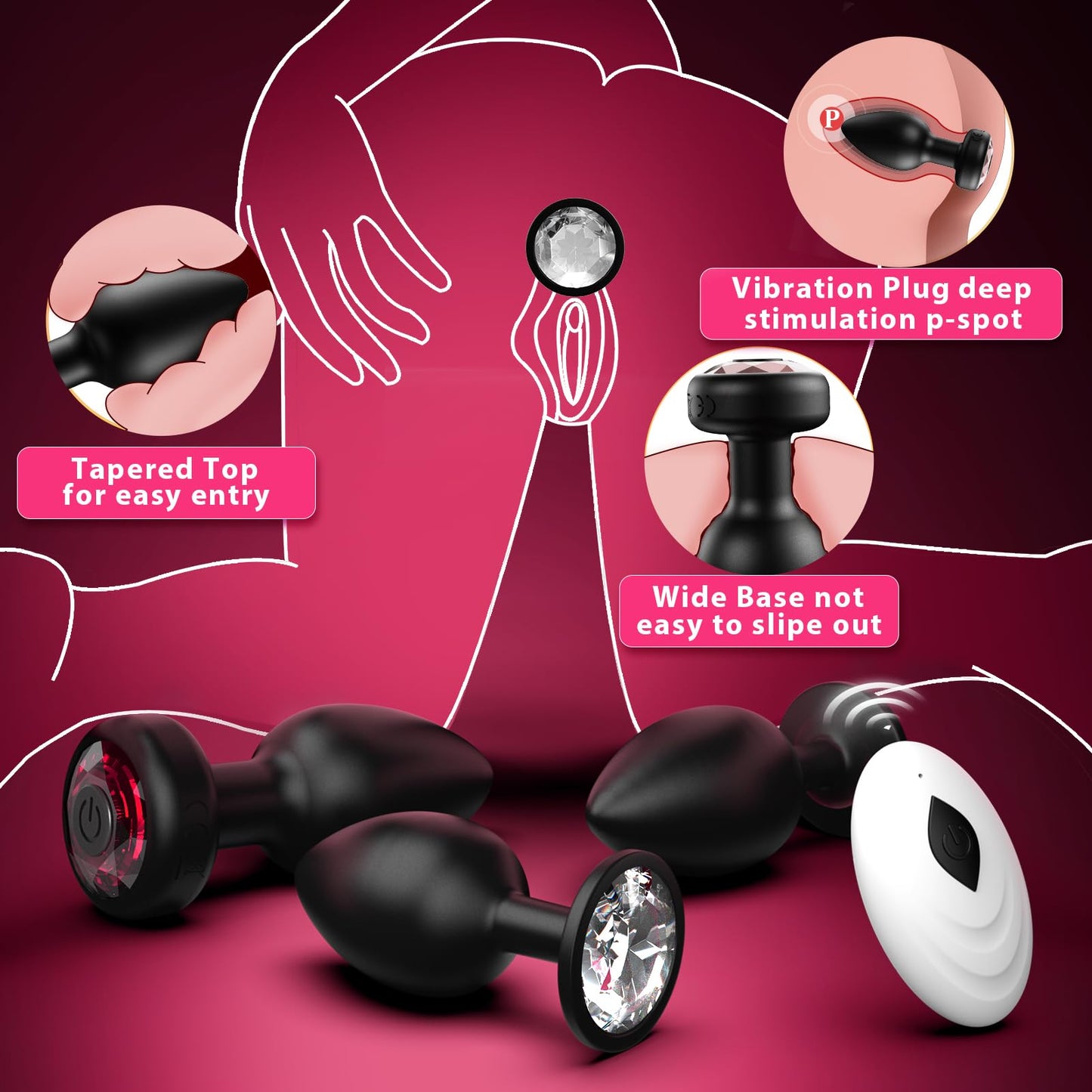 Anal Plug Vibrating Butt Plug, Adult Sex Toys 3PCS Silicone Anal Plugs, Anal Sex Toys with Remote Control 10 Vibrating Vibrator for Men Women, Anal Toys Adult Sex Toy & Games Prostate Massager