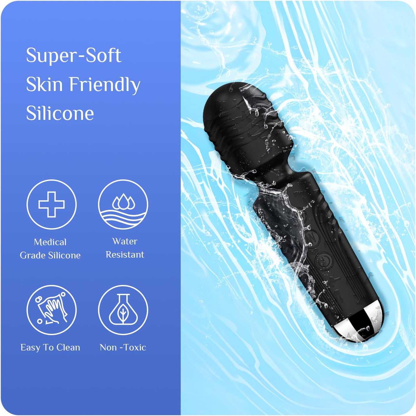 Vibrator Wand, G Spot Dildo, Clit Vibrator, Sex Vibrators,Clitoris Stimulation,with 8 Speeds & 20 Patterns