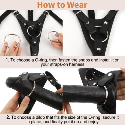 Strap On Dildo Harness Adult Sex Toys for Couple Pegging & G-Spot Play, Adjustable Sex Strapon with 2 Metal O-Rings, Wearable Bondage Gear for Men Women Lesbian & Gay Use