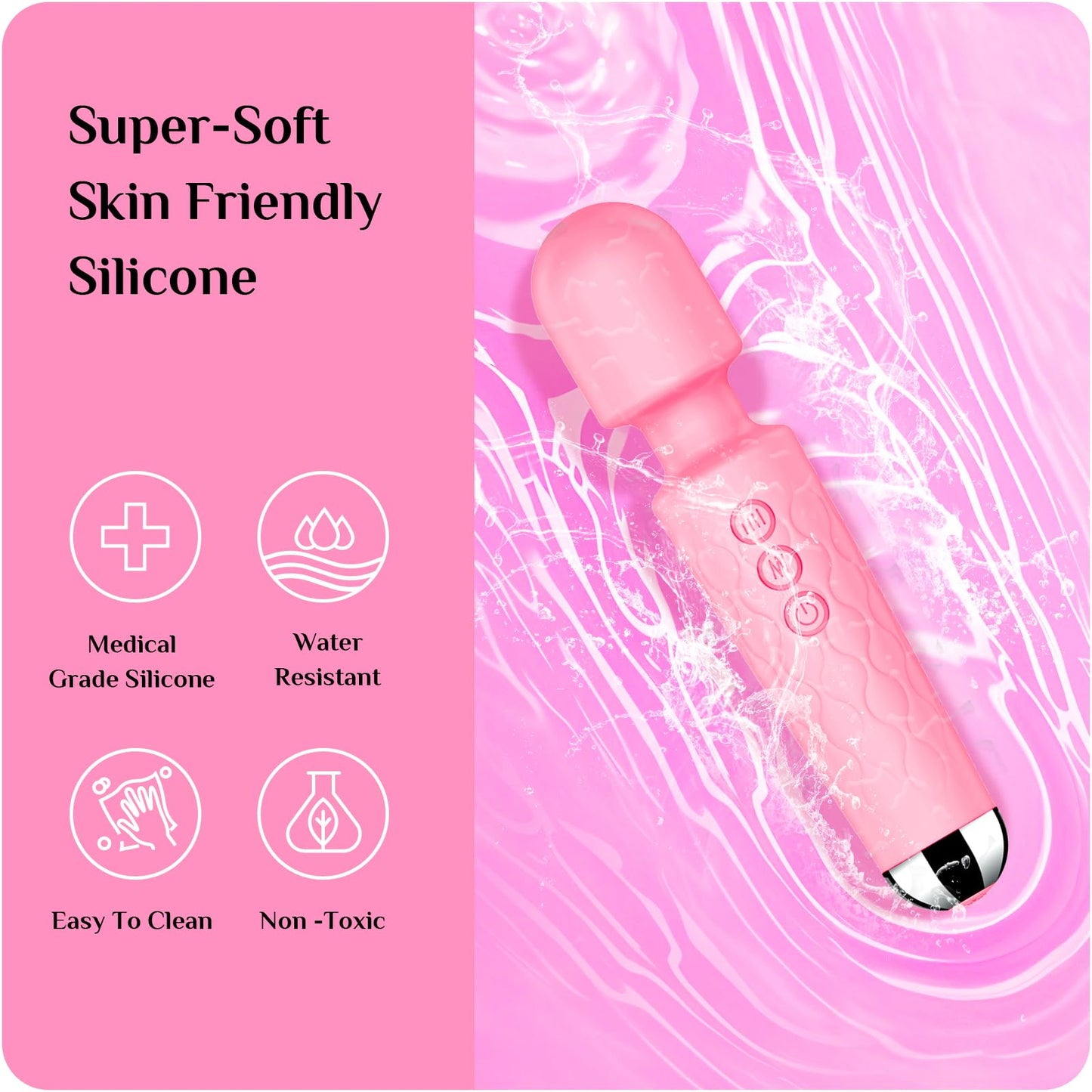Vibrator Wand, G Spot Dildo, Clit Vibrator, Sex Vibrators,Clitoris Stimulation,with 8 Speeds & 20 Patterns