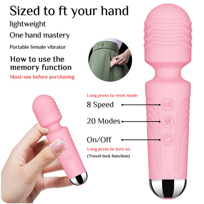 Vibrator Wand, G Spot Dildo, Clit Vibrator, Sex Vibrators,Clitoris Stimulation,with 8 Speeds & 20 Patterns