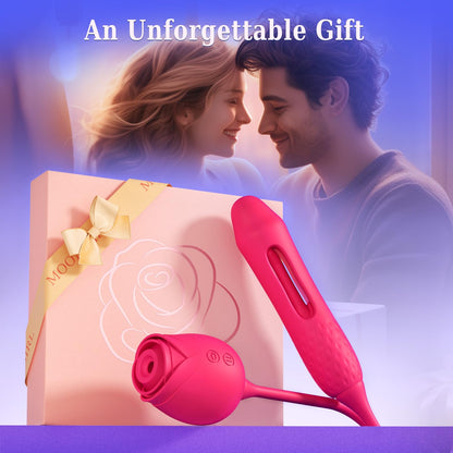 Vibrator Dildo Sex Toys for Women - MOOLIGIRL Rose Sex Toy with Thrusting G Spot