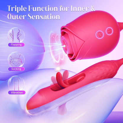 Vibrator Dildo Sex Toys for Women - MOOLIGIRL Rose Sex Toy with Thrusting G Spot