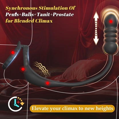 Vibrating Cock Ring Taint Stimulator with Mini Bullet, Remote Control Anal Butt Plug Prostate Massager Penis Ring