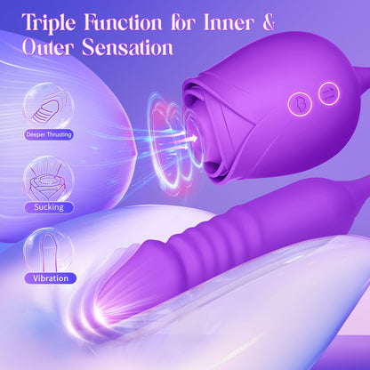 Vibrator Dildo Sex Toys for Women - MOOLIGIRL Rose Sex Toy with Thrusting G Spot