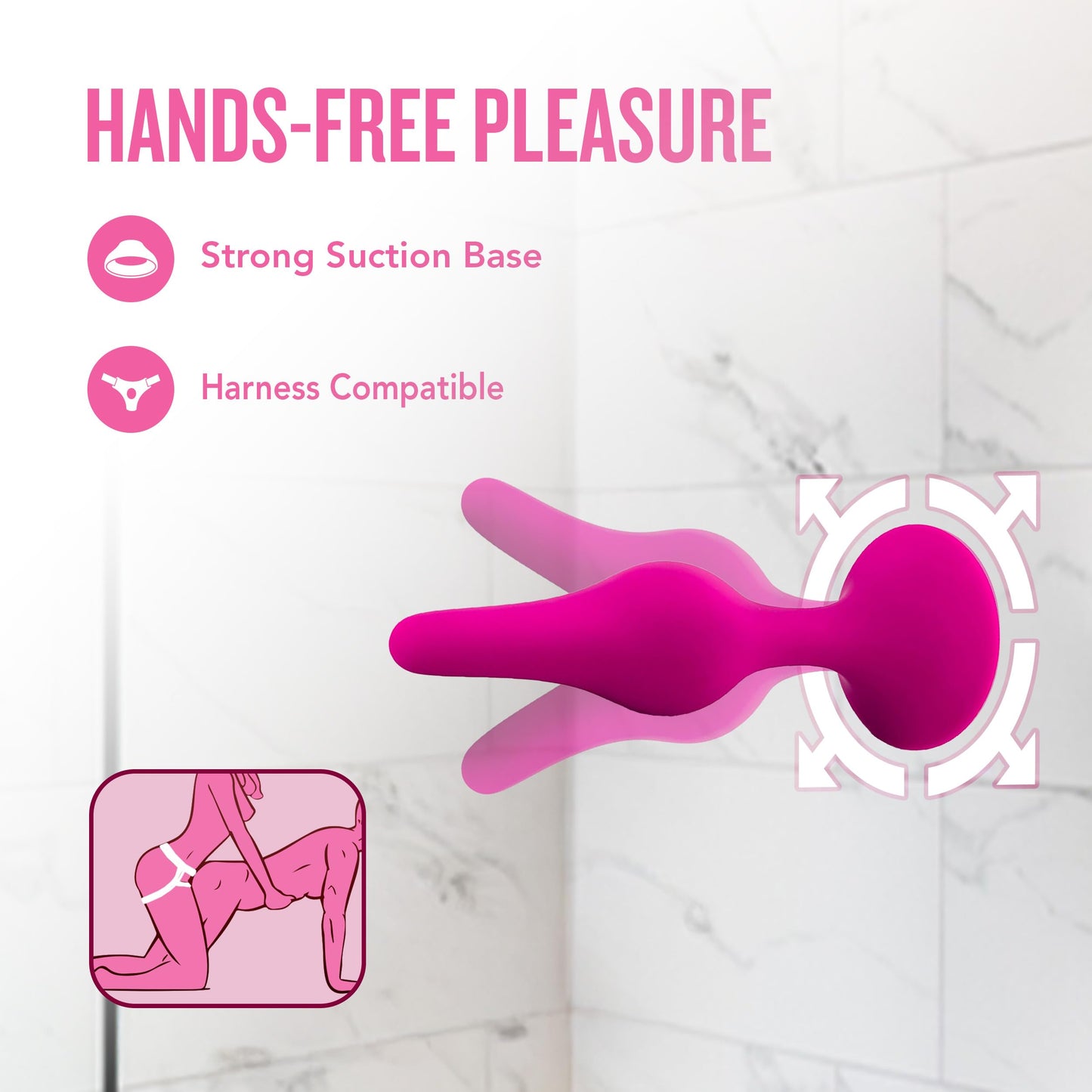 Blush Luxe Beginner 3.25" Silicone Butt Plug - Satin Smooth Anal Trainer with Soft Tapered Tip and Suction Cup Base - Slim Bum Plug Adult Sex Toy for Women, Men & Couples - (Pink)