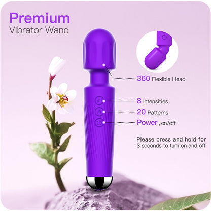 Vibrator Wand, G Spot Dildo, Clit Vibrator, Sex Vibrators,Clitoris Stimulation,with 8 Speeds & 20 Patterns